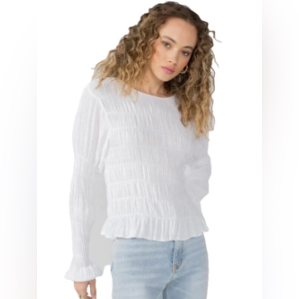 NWT Sanctuary Stay Together white ruched top, peplum style hem, women’s size XL. - Picture 4 of 10